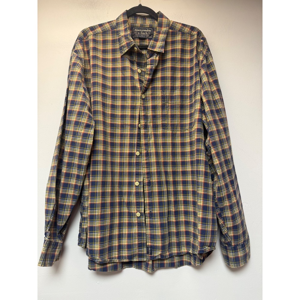 Abercrombie & Fitch‎ Button Down Shirt Mens XL Blue Plaid Excellent Cotton 9263